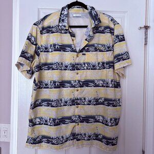 Columbia Men's PFG Super Slack Tide Camp Shirt Blue Yellow Size XL